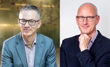 Professor Jürgen Götz (left) and Professor Andreas Obermair. A composite image of two photos of men in suits, side by side.